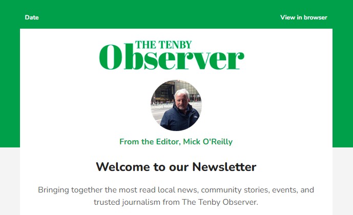 Tenby Observer newsletter sample
