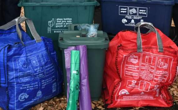 Purple recycling store bags