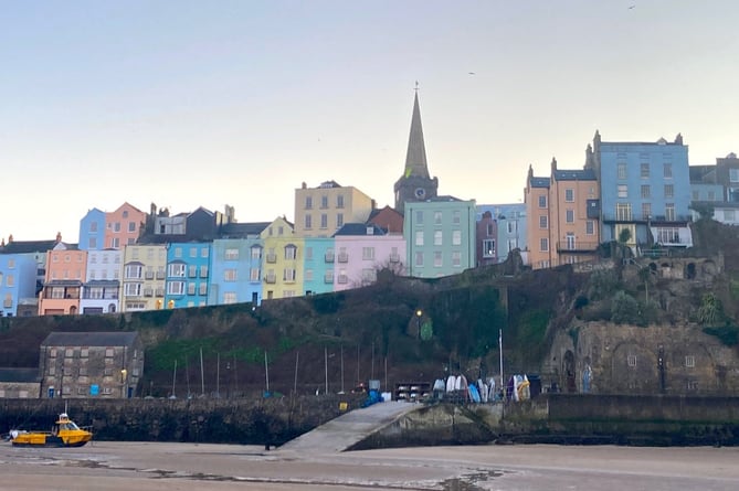 Tenby Crackwell Street from beach