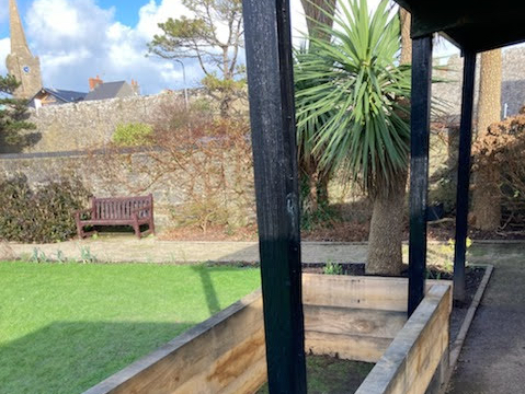 Raised bed frame at Gilroy Phillips Gardens, Tenby