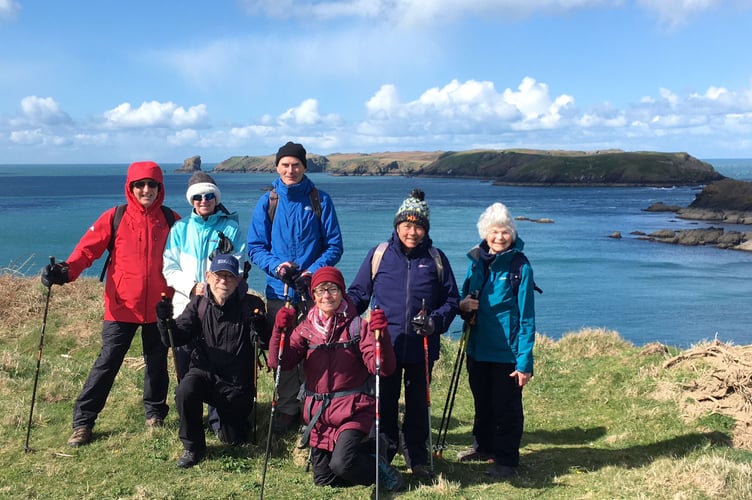 Steps2Health Nordic Walkers near Marloes Sands.