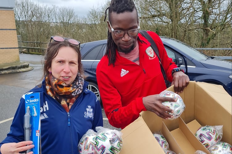 Kilgetty AFC donation of footballs