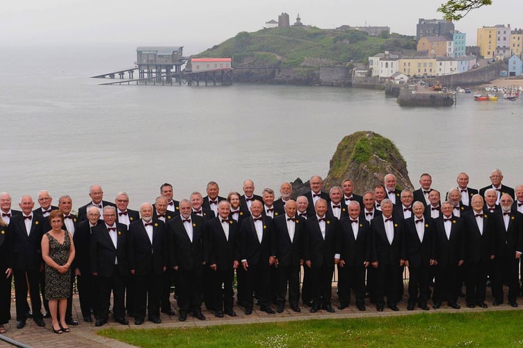Tenby Male Choir with Tenby Harbour in the background