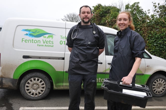 Veterinary surgeons Matthew Evans and Rosie Wright of Fenton Vets, Pembrokeshire, part of the team delivering Farming Connect’s Animal Health and Welfare training workshops