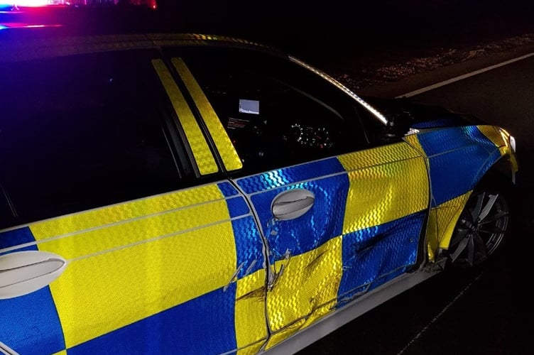 Police car damaged