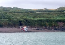 Vehicle veers off cliff onto Pembrokeshire beach below