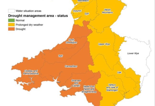 NRW Drought map of Wales