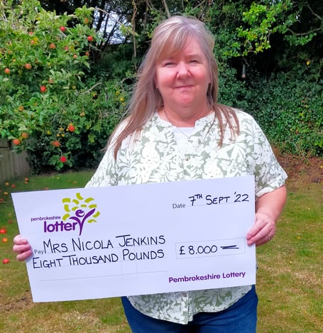 £8,000 Winner Mrs Nicola Jenkins, of Haverfordwest.
