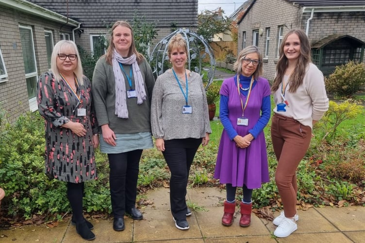 CaPS - Pictured above from left to right: Amanda Cardell (Co-ordinator); Helen Evans (CaPS Counsellor) Caroline Adams (CaPS Counsellor); Sandra Edwards (CaPS Counsellor); Katie Barrett (Manager).