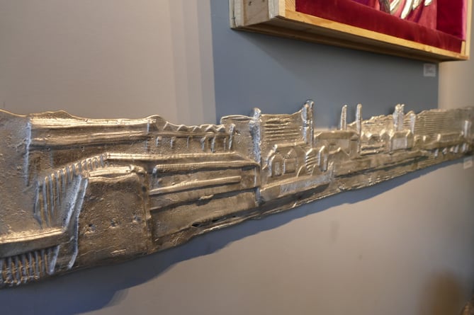 ‘Dockyard across the Cleddau’ molten aluminium artwork at the Dockside Art Gallery in Pembroke Dock