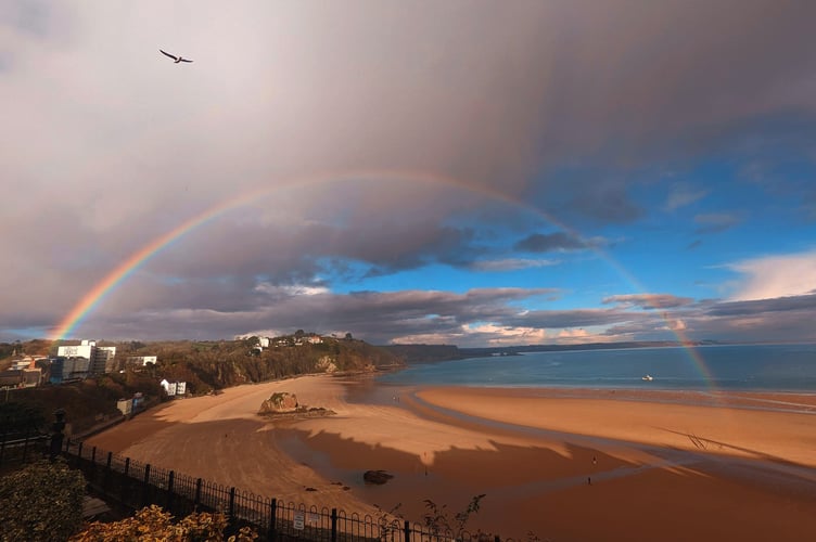Rainbow over North Beach, Tenby