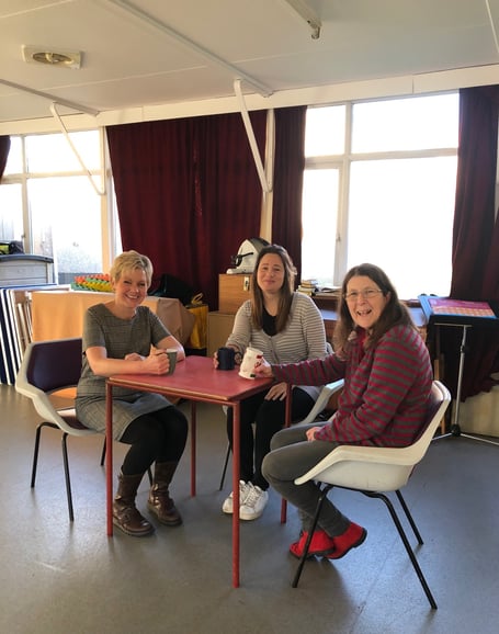 It's Good to Talk About Mental Health. Pictured are Co-ordinator of TRI Bryony Coates-Rees, Community Engagement Officer Anne Draper, and County Councillor and Mayor Sam Skyrme-Blackhall.