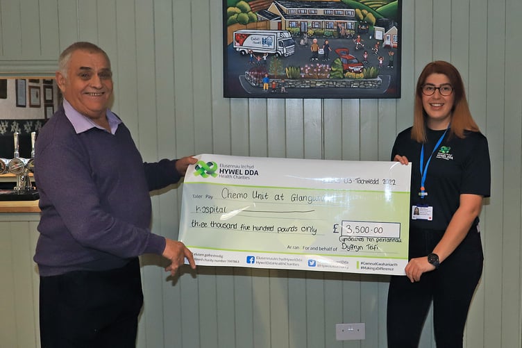 Pictured above (left to right): Ken Symonds, Chairman of Teifi Valley Vintage Preservation Society and Paige Denyer from Hywel Dda Health Charities.