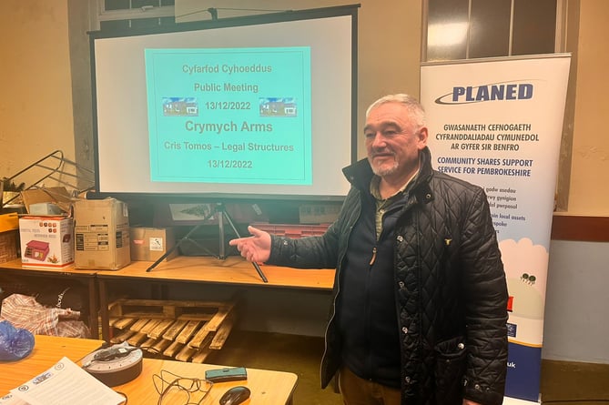 Crymych Arms public meeting - Cris Tomos, of PLANED.