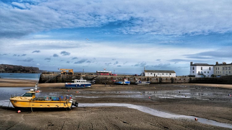A quiescent harbour scene, Tenby