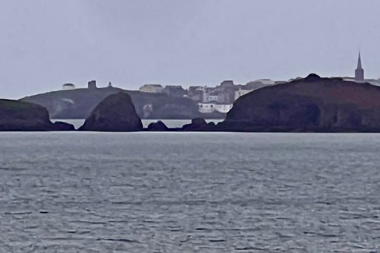 View towards Tenby from Amroth (mobile phone picture)