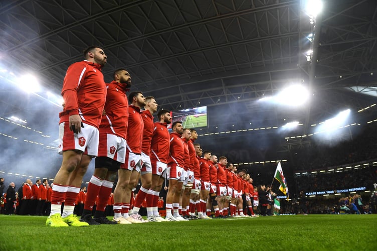 04.02.23 - Wales v Ireland - Guinness Six Nations -
Wales during anthems.