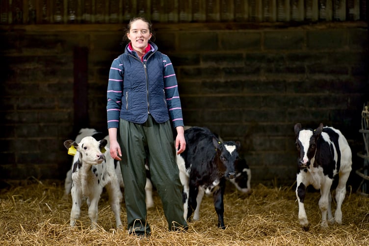 Farming Connect:
Farming Connect e-learning & CPD training - Hannah Phillips pictured on her family farm, Great Molleston, Nr. Narberth in Pembrokeshire.
Hannah has completed a range of Farming Connectâs e-learning modules and Continual Professional Development training, having returned to the family farm in 2015. She has since undertaken the role of looking after the dairy calves - along with maintaining her record of learning via Storfa Sgillau, Farming Connectâs online record keeping tool. She is pictured with her Farming Connect Development Officer Susie Morgan, who helped Hannah access some of the courses.
Pic by: RICHARD STANTON.
Tel: (01432) 358215 / Mob: (07774) 286733. Email: richard@stantonphotographic.com
All rights 08/02/23, (please see terms of repro use). 
www.stantonphotographic.com
Image is copyrighted - © 2023.