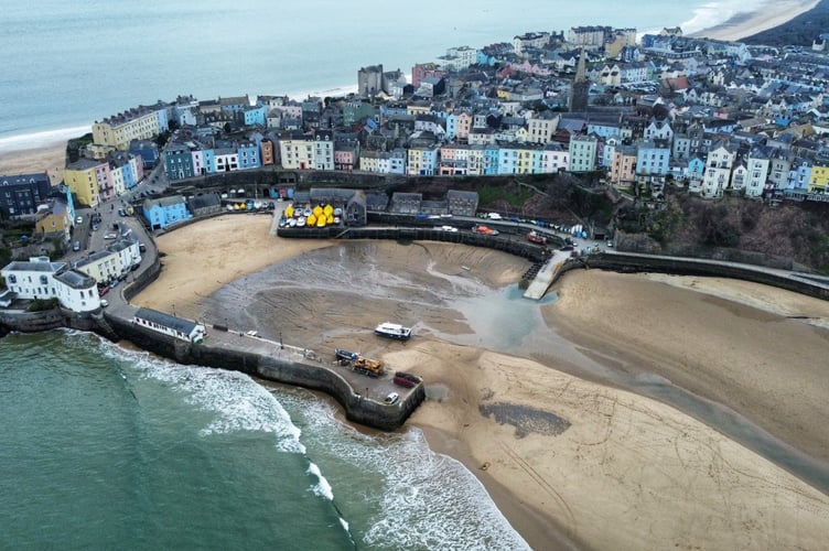 Tenby harbour aerial