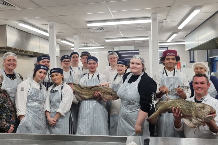 Hospitality learners with the Welsh Seafood Cluster and Menter a Busnes