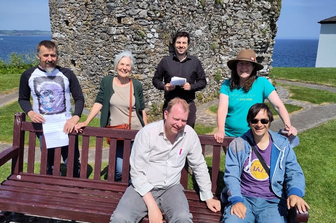 Tenby Project members with Anne Draper (Tenby Community Engagement Officer) and Glyn Harries (Tenby Museum) on Castle Hill