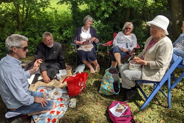 Around 30 pilgrims gathered at Church of St LeonardÕs, Loveston to process to the site of the Loveston Mining Disaster of 1936, enjoy a picnic lunch and leave a cross to remember those who died.