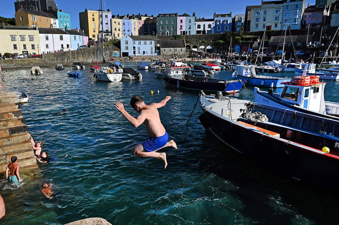 Tenby harbour jumping