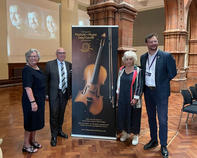 Elizaeth Morris, Chairperson of the Festival; Senedd Member Paul Davies, Gillian Green MBE, the Festival’s Artistic Director and Matt Downes of the Welsh National Opera