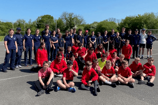 Girls and boys at Haberdashers’ Monmouth Schools delivered a fun-packed cricket coaching session to the children Narberth Community Primary School during a successful three-day tour of the region.
