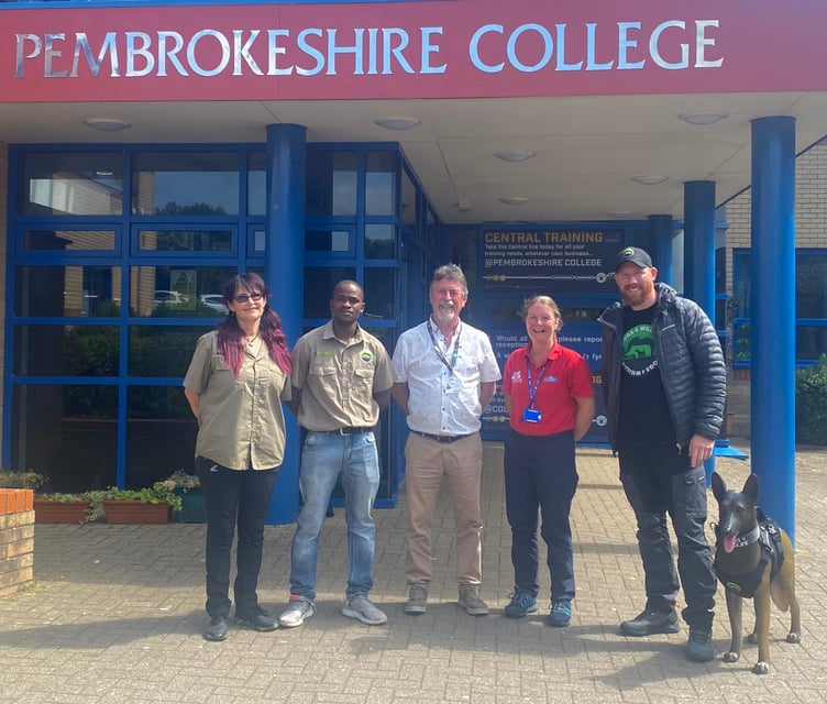 Dogs 4 Wildlife team with Pembrokeshire College Animal Care tutors