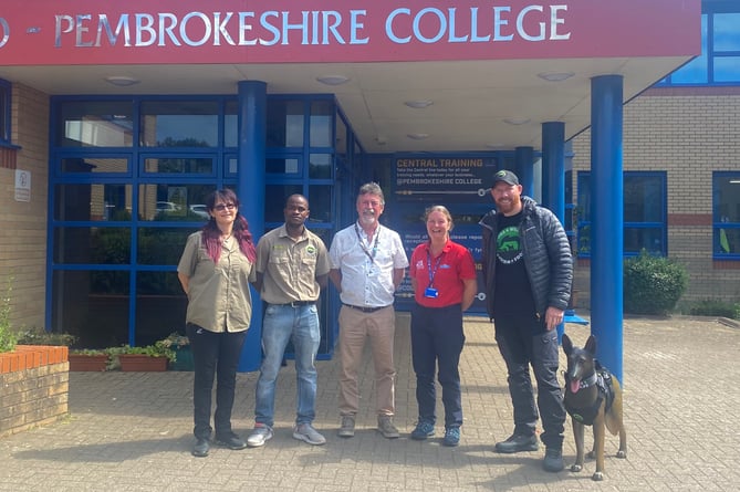 Dogs 4 Wildlife team with Pembrokeshire College Animal Care tutors
