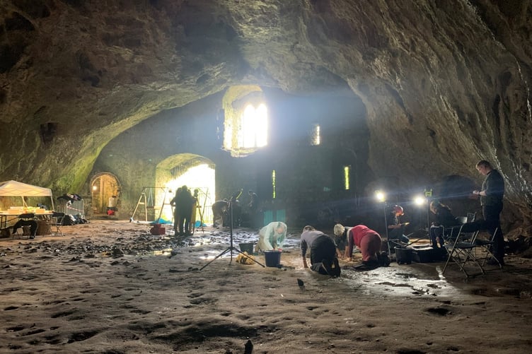 Excavations in Wogan Cavern, Pembroke underway in summer 2022