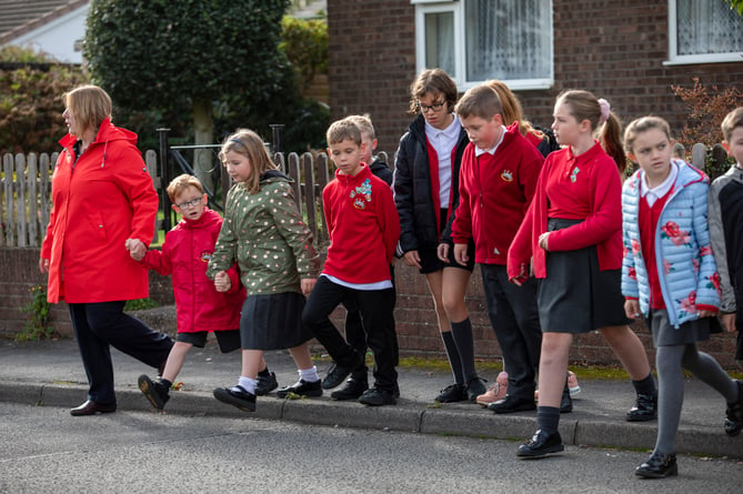 Pupils in Caldicot walk to school.
