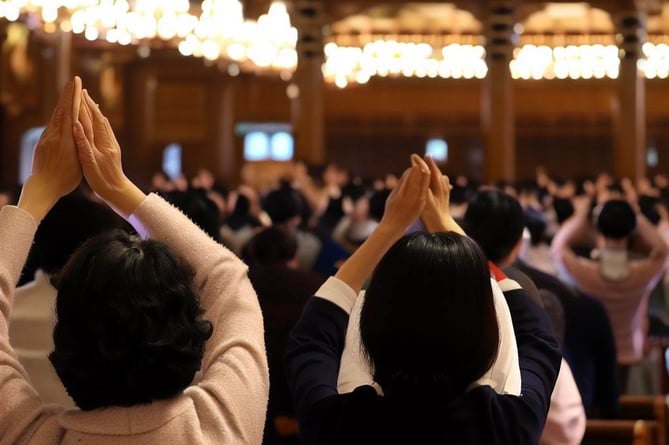 Korean church worshippers - created with ai
