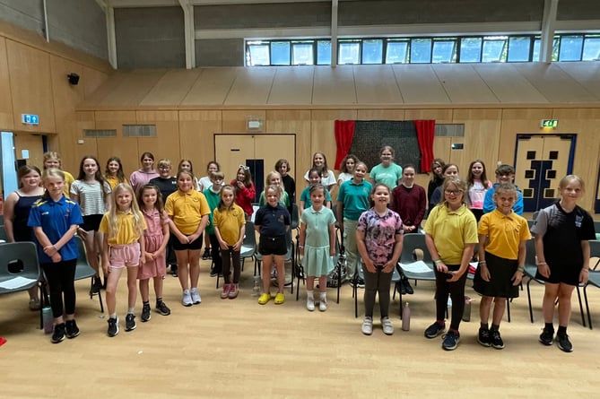 Children from Pembrokeshire Schools who will be taking part in the Tenby concert with Lisa Richards.