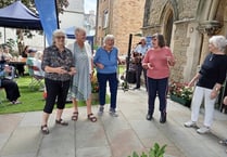 Dancing at Tenby St Johns Church Teddy Bears Picnic afternoon tea