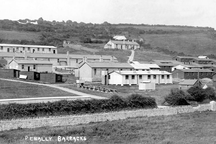 Old postcard showing Penally Barracks