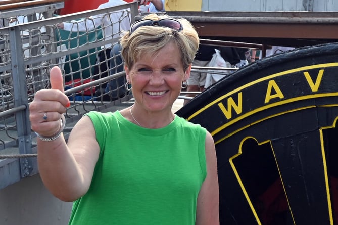 County Councillor Sam Skyrme-Blackhall pictured in June when the Waverley paddle steamer visited Tenby.