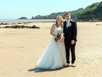 Samantha and Stephen Palmer marry in St Issell’s Church, Saundersfoot