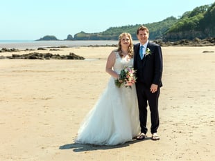 Samantha and Stephen Palmer marry in St Issell’s Church, Saundersfoot