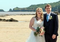 Samantha and Stephen Palmer marry in St Issell’s Church, Saundersfoot
