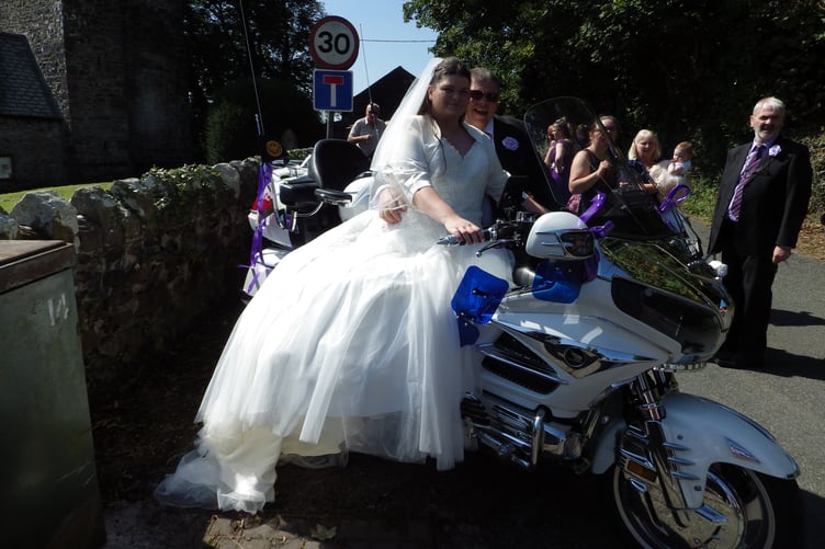 The Bride on her dad's Goldwing