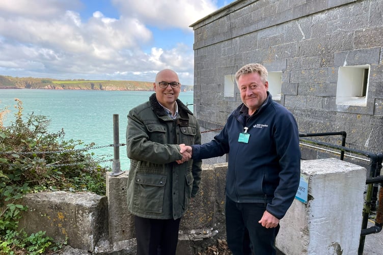 Paul Davies MS is pictured with Tom Stamp of Dale Fort Field Centre.