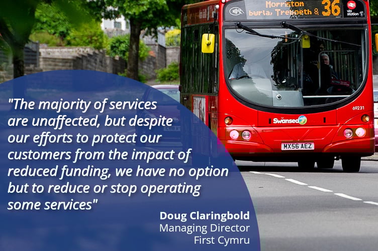 First Cymru bus with quote