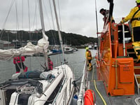 St Davids RNLI assists Neyland 40 foot yacht becalmed in St Brides Bay