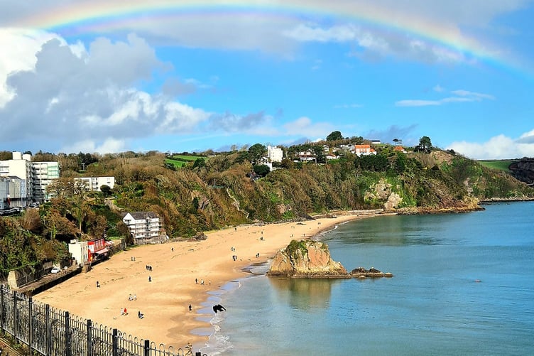 Rainbow over North Beach, Tenby