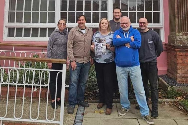 L-R front row_ Sam Dinsdale-Brown, Barry John MBE,  Wendy Scott - Woody's Lodge fundraising managager,  David Trotman. Back row - Turner House staff