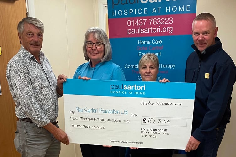 Pictured are event organiser Phil Thompson MBE, Lynn Hunter and Nicola Wheeler (Paul Sartori Foundation) and Chris Ebsworth (Folly Farm).