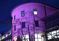 Haverfordwest's County Hall illuminated for Holocaust Memorial Day