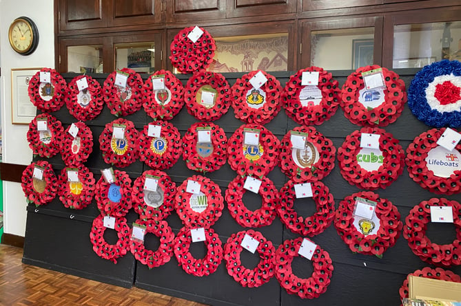 Poppy wreaths at Pembroke Town Hall